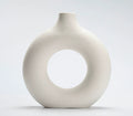 Modern Nordic Circle Ceramic Vase – Minimalist Hollow Sculpture