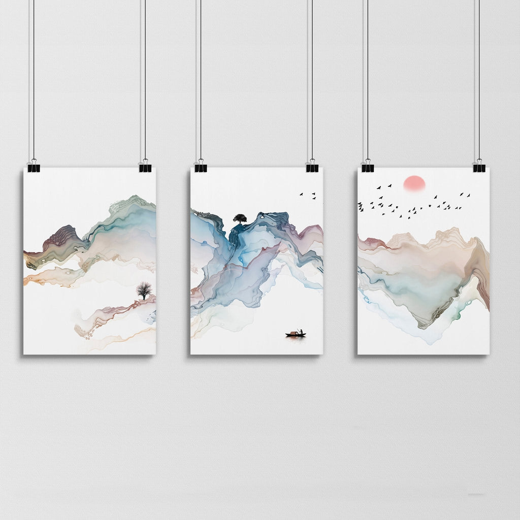 Japanese bedroom decor | set of 3 wall art prints